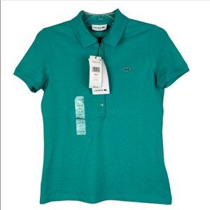 Lacoste Polo Shirt Slim Fit Pique Knit Teal Green New